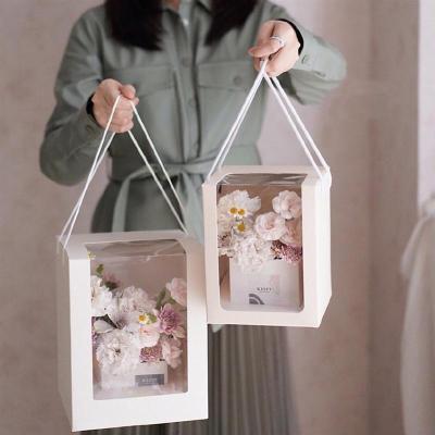 China Clear Gift Paper Rose Flower Box For Bouquets Luxury Cardboard Window Love Packaging Wholesale Recyclable for sale