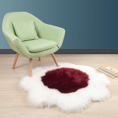 China Flower Shape Area Rug Washable Gray Living Room Shaped Faux Fur Rug Flower Blanket for sale