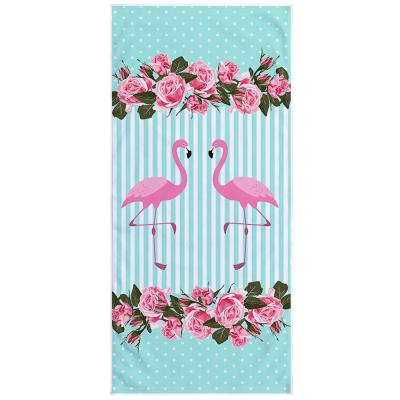 China Child Safe Home Textile New Digital Rectangular Printing Beach Towel Wholesale Microfiber Bath Towel Flamingo Pattern Cushion for sale