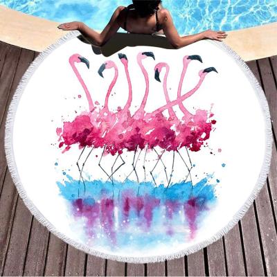 China Wholesale 100% Flamingo Shaped Towel Factory Microfiber Beach Shawl Sunscreen Picnic Safe For Kids Cotton Mat Digital Printing Beach Towel for sale