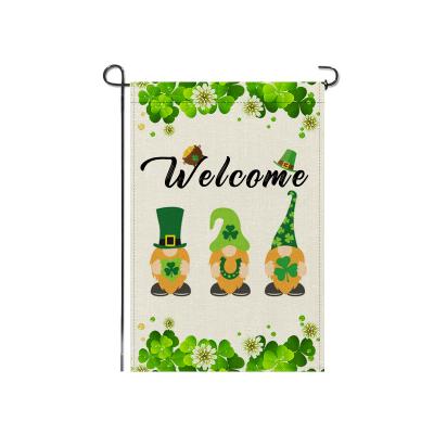 China Promotional Activities St. Patrick's Day Sublimation Garden Spring Stand Customized Garden Flag for sale