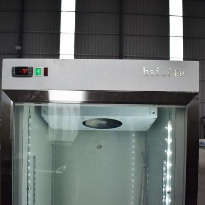 China Single-temperature factory supplier upright glass doors freezer with wheels for sale for sale