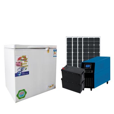 China Hot Selling Hotel 12V 24V DC Rechargeable Batteries Solar Fridge 180L Deep Fridge Chest Freezer for sale