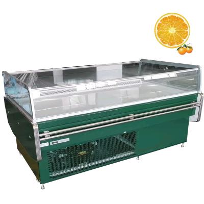 China Single-temperature Flat Surface Air Curtain Fresh Meat Food Grocery Refrigerator Open Seafood Display Shelf for sale