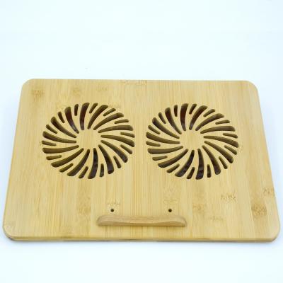 China ALL LAPTOP STAND CLASS Adjustable Wooden Bamboo Laptop Pad Stand Gaming Cooling Cooler With 2 Fans for sale