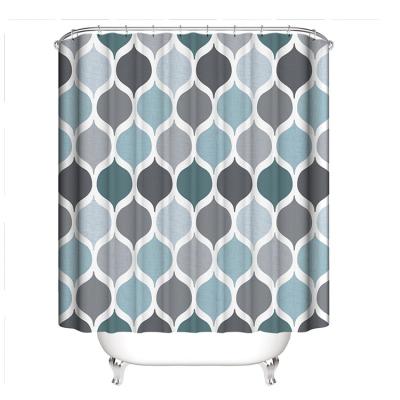 China Viable Waterproof Fabric Blue Room Decorative Stainless Steel Extra Long Shower Curtain for sale