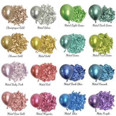 China 50pcs12inch Round Metal Birthday Balloons Metallic Silver Green Blue Chrome Wedding Christmas Rose Gold Balloon Baby Shower Decoration for sale