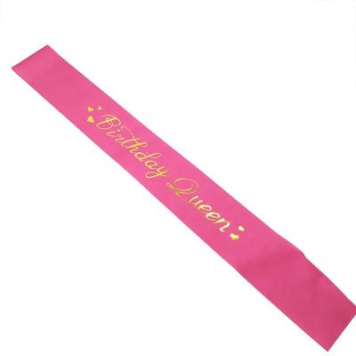 China Hot Sale Party Decoration Birthday Queen Shoulder Sash Manufacturer Direct Sale Party Prom Tag Sash Welcome Sash for sale