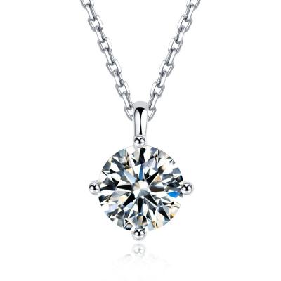 China Elegant Solid Vintage 925 Sterling Silver Inced Out Diamond Moissanite Pendant with Cable Chain for Personalized Necklace for Women for sale