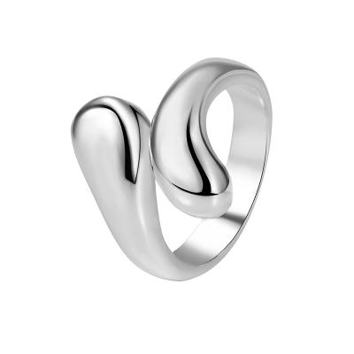 China Hyperbole S925 water ring women's pure silvery 18k yellow gold plated European and American wind ring open creative ring for sale