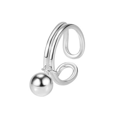 China Double Ring Pearl Void S925 Ball Opening Meson Ring Ornaments INS Pure Silver Personality Casual/Sporty Joker Silver for sale