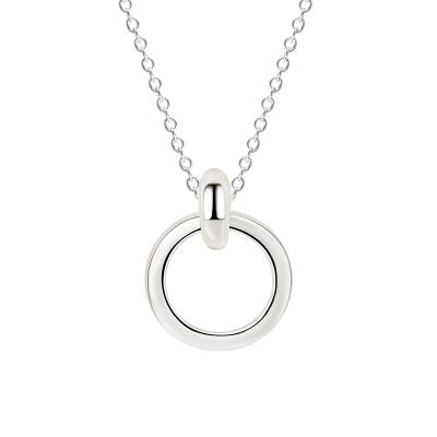 China Wholesale Double Ring Circle Pendant Chain S925 Sterling Silver Fashion Temperament Necklace Accessories For Women for sale