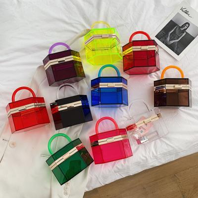 China Wholesale Fashion Bucket Fashion Hard Clear Acrylic Handbag Red Yellow Blue Black Purses For Women Ladies for sale