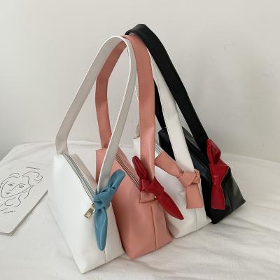 China Other 2020 New Design Bow Solid Color Women's Chic Armpit Bag Fashion Leather Shoulder Bag For Girls Women for sale