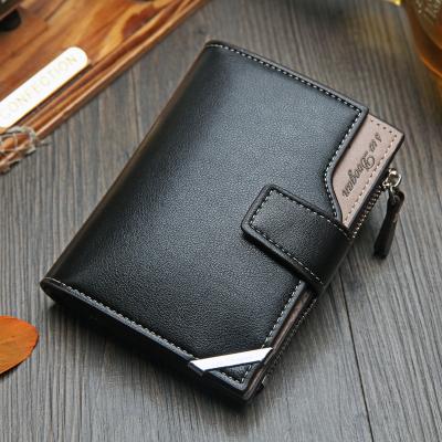 China Waterproof Card 2021 3 Layers Men's Foldable Wallet Business Short Wallet With Zipper PU Leather Wallet For Man for sale