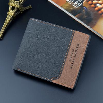 China Wholesale Vintage Waterproof Splicing Minimalist Wallet For Men Custom Logo Wallet Thin Short PU Leather 2021 for sale