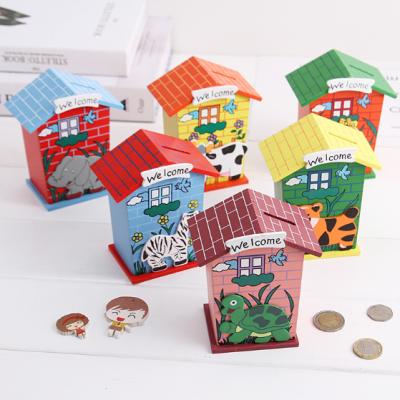 China Eat Money Piggy Bank Wooden Cartoon Stable Personalized Wooden Piggy Banks As Christmas Gifts for sale