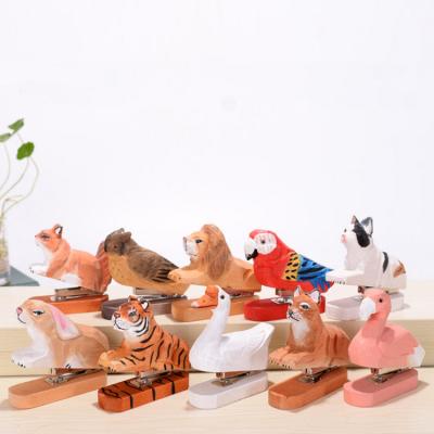 China Eco-friendly Wooden Stapler Handmade Cute Animal Shape Wooden Stapler for sale