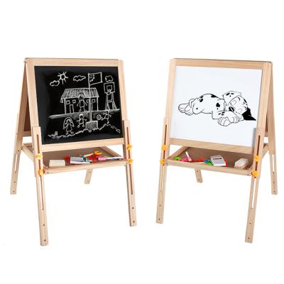 China Wooden Adjustable Magnetic Top Height Drawing Board Art Easel Toy Educational Double Sides Sale for sale