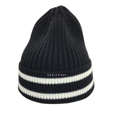 China COMMON Directly Manufactured Newly Fashionable Stripe Knitted Beanie Warm Men Women Unisex Beanie for sale