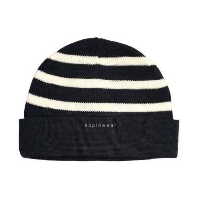 China JOINT Promotion Custom Hip Hop Striped Hats Toque Beanie Embroidered Beanies Wholesale For Men for sale