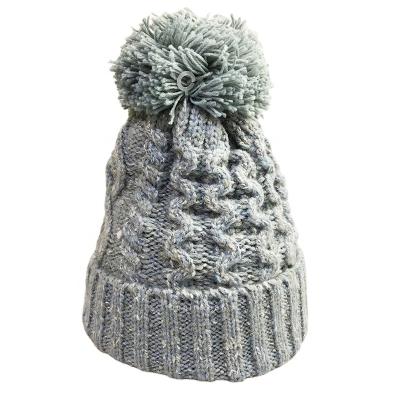 China COMMON Acrylic Beanie Hat With Thick Plush Lining Knit Beanie For Women Winter for sale