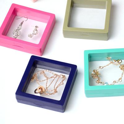 China Ornament Packaging Box Fast Shipping Anti Oxidation PE Suspension Transparent Elastic Bracelet Ring Storage Portable Jewelry Box for sale