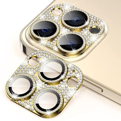 China Anti-fingerprint Bling Camera Lens Protector For iPhone 13 Pro Max Glitter Diamond Metal Lens Full Screen Cover Device Phone Accessories Gold for sale