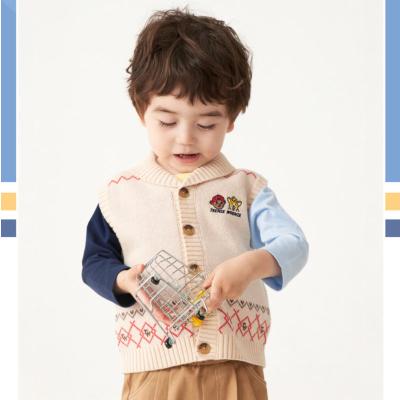 China Straight cardigan JULU customization children cotton fabric cartoon jacquard Rib-knit sweater vest for sale