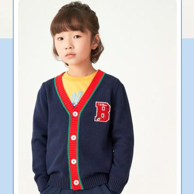 China Straight JULU cardigan customization children's cardigan cotton fabric cartoon alphabet embroidery boy knit sweater for sale