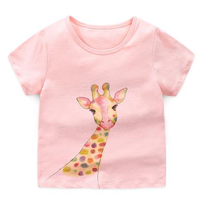 China Wholesale JULU kids girls short sleeve cotton t-shirt and cartoon prinred round neck with short sleeves for children kids t-shirt for sale