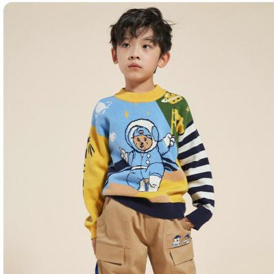 China JULU Customization Boy Cartoon Space Astronaut Jacquard Knitted Sweater Children Sweater Knitwear for sale