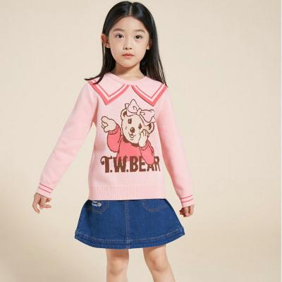 China JULU sweater personalization cute girl cartoon avatar jacquard knitted sweater kids pullover knitwear for sale