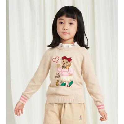 China JULU sweater personalization cute girl cartoon jacquard knitted decorative sweater kids collar pullover knitwear for sale