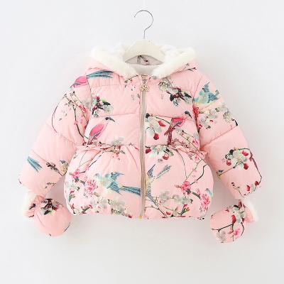 China Children 2021 Winter Coat Wholesale Hot Sale Outdoor Soft Cartoon Printed Baby Regular Padded Hooded Long Slevee Jacket for sale