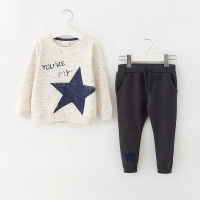 China Custom Cotton JULU Terry Boy's Clothing Sets 100% Cotton French Printed Star Casual Suit for sale