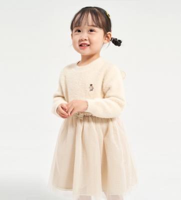 China JULU customization children's casual baby dress dress long sleeve stitching multi-layer lining princess skirt sweater dress for sale