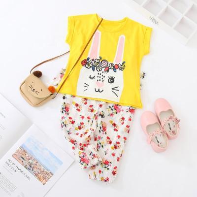 China Casual Pants Wholesales Floral Patterned Kids Pants Girl Gaiters Pull-On Pants for sale