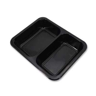 China CPET Recyclable Plastic Trays Prepare Meal Microwaveable Cooking Tray Customized Black White CPET for sale