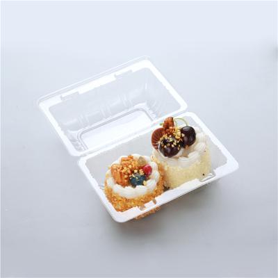 China Disposable square transparent small pet plastic custom cake box packaging for cake for sale