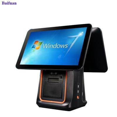 China 15.6 inch dual screen all in one pos system for windows and android system touch all in one terminal with built-in printer 15.6 inch for sale