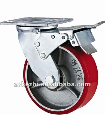 China PU on cast iron heavy duty PU on cast iron caster wheels for sale