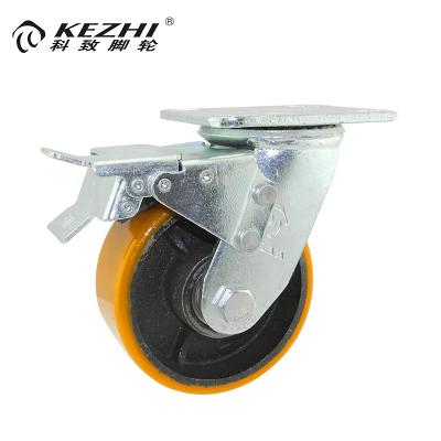 China Industry quality warranty heavy duty double brake truckle cast iron caster wheel parts for sale