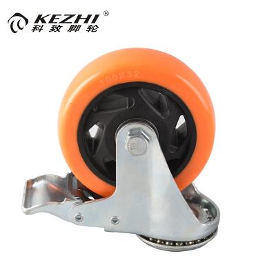 China Industry China Manufacturer Medium Duty Type Orange Swivel Caster Wheels With Bolt Hole For Canteen Trolley for sale