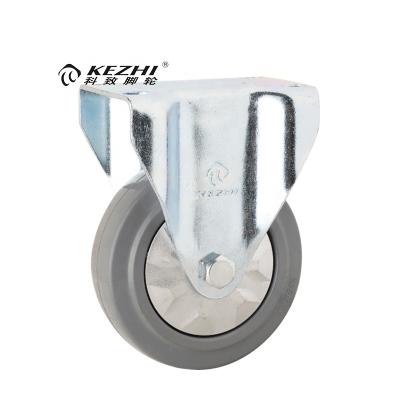 China Medium Duty Industry Small Caster Rubber Wheels 100mm Fixed Caster Wheel For Stainless Steel Trolley for sale