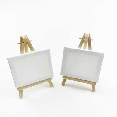 China Wholesale Custom Logo Mini Canvas And Easels Set, Professional Premium Oil Painting Acrylic Painting Easel With Canvas for sale