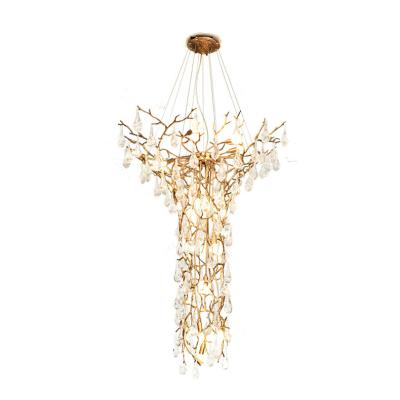 China Modern Hot New Products Water Drop Shape Brass Golden Luxury Led Crystal Chandelier for sale