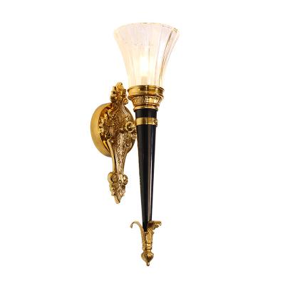 China Wholesale Classic Black Horn Brass Brass Hotel Cafe Hotel Lamp Corridor Wall Lamp for sale