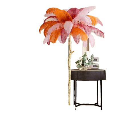 China Luxury Modern Living Room Bedroom Tree Branch Ostrich Feather Floor Lamp for sale