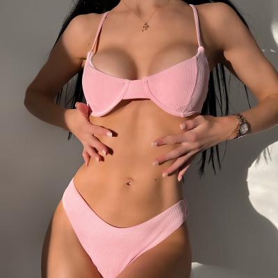 China ZAFUL Anti-UV Hot Selling Swimwear Ribbed Underwire High Leg Women Swimwear 2021 for sale